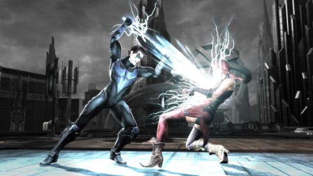 Frisch von der Comic-Con in San Diego, neue Screenshots zu Injustice: Götter unter uns. Ex-Batman-Sidekick Nightwing und sein ehemaliger Teen Titan Kollege Cyborg mischen mit.